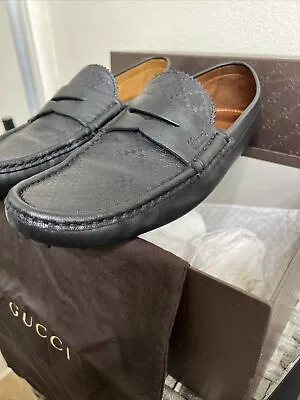 $289 • Buy GUCCI Leather Driver Loafers 💯% Authentic. Men’s Penny Gucci Size G 9.5 Nero GG