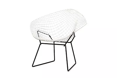 Mid Century White & Black Diamond Wire Chair By Bertoia For Knoll • $1020