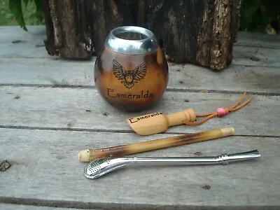 Personalized ARGENTINA MATE GOURD YERBA MATE WITH STRAW BOMBILLA • $25.40