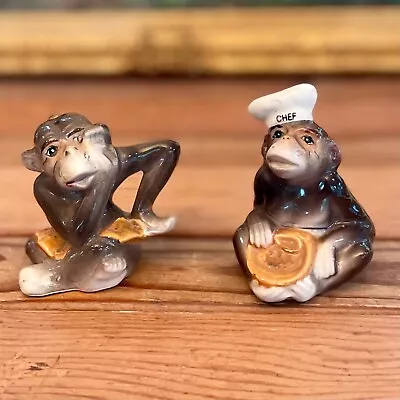 Vintage Victoria Ceramics Anthropomorphic Monkey Chef Salt Pepper Shakers • $12