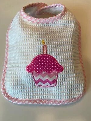 NWOT 3Marthas Girl’s Birthday Bib Pink Cupcake • $15