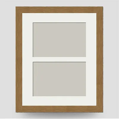 OAK STYLE 10x8 PHOTO FRAME Inc SOFT WHITE Mount For TWO 6x4 PICTURE MULTI • £18.45