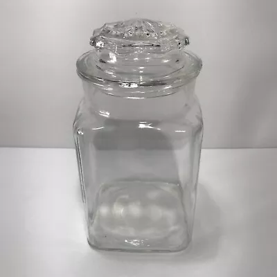 Vintage Square Large Apothecary Jar With All Glass Lid 9.5” Tall 4.5” Square • $13.95