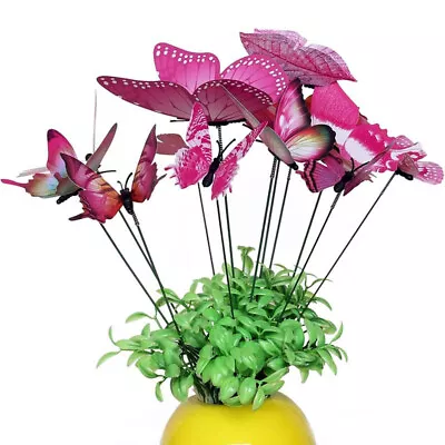 72/12x Fairy Garden Butterflies On Sticks Outdoor House Flower Pot Yard Ornament • £5.09