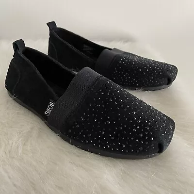 Sketchers Bobs Galaxy Shoes Black Size 8 NEW Sold Out Style Bling Slip On Soft • £38.12