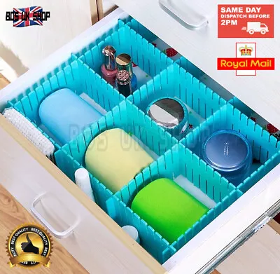 Drawer Storage Separator Dividers Adjustable DIY Organiser Make-up Tidy Closet • £3.49