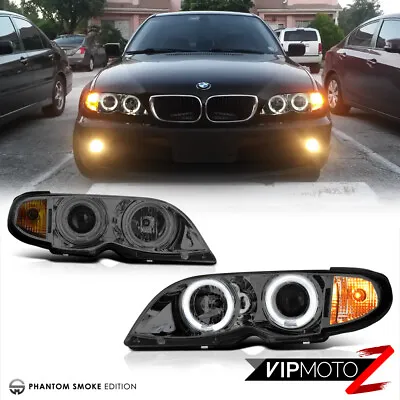 For BMW E46 3-SERIES 4DR 02-05 Smoke Halo Projector Headlight Lamp Amber Signal • $186.95