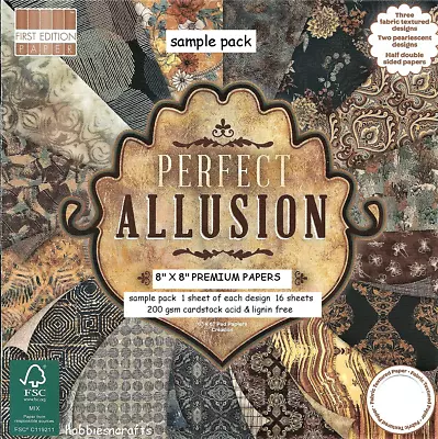 PERFECT ALLUSION Dovecraft 8 X 8 Sample Paper Pack 16 Sheets 200gsm  • £2.85