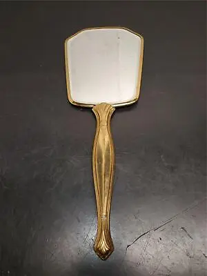 Vintage French Hand Mirror Brass Vanity Dresser Mirror With Heart And Flowers • $69.99