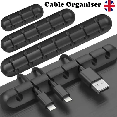 Cable Wire Cord Lead Drop Clips USB Charger Holder Desk Tidy Organiser Holder  • £2.98