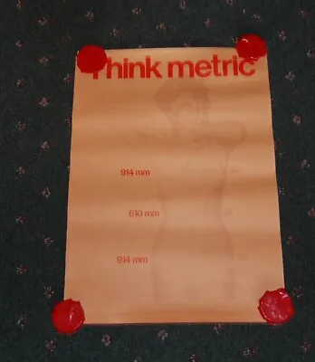 Vintage Think Metric Poster  Pin-Up With Her Measurments • $25