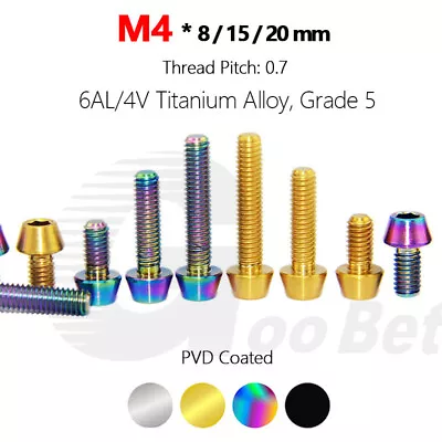 M4 Titanium Tapered Cone Socket Cap Head Bolts Front Rear Derailleur Limit Screw • $3.35