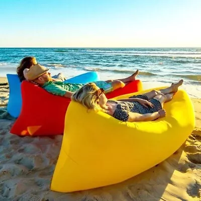 Lazy Outdoor Inflatable Sofa Air Bed Lounger Sofa Sack Hangout Camping Beach Bag • £8.89