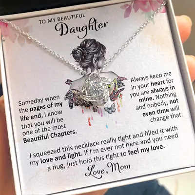 To My Beautiful Daughter  Love Knot Necklace From Mom Daughter Birthday Gifts • $17.99