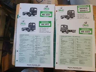 4 1971 Mack Trucks Brochures Spec Sheets MB 491T 487P 600S 600T • $15.26