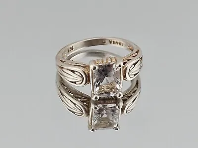 Vintage KABANA Emerald Cut CUBIC ZIRCONIA Sterling Silver SOLITAIRE Ring Size 6 • $50