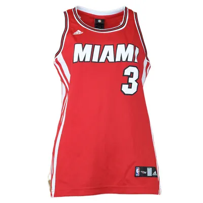 NBA Adidas Miami Heat Dwyane Wade #3 Jersey Red Tank Top Basketball Womens Ladie • $22.36