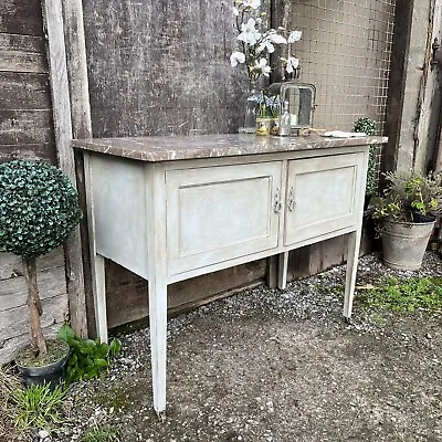 Grey Edwardian Antique Vintage Country Marble Top Wash Stand Basin Base Console • £445