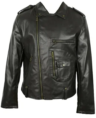 NEW ZARA Mens XL Jacket Biker Faux Leather Jacheta Mario Dark Brown 2522310700 ) • $99.98