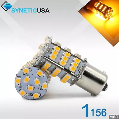 2x 1156 BA15S LED 54-SMD Amber Yellow Parking Turn Signal Light Bulbs • $8.49