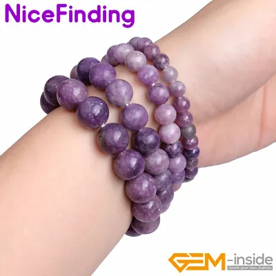 Natural Chinese Tourmaline Purple Lepidolite Beaded Jewelry Bracelet 7  Gift Gem • $6.46