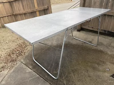 Vintage 1950’s Aluminum Folding Camping Table Portable Rat Rod Outdoor Atomic • $297.49