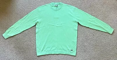 ZARA Dnwr Embroidered Cotton Crew Neck Sweater Neon Mint Green Mens Medium NWT • $24.95