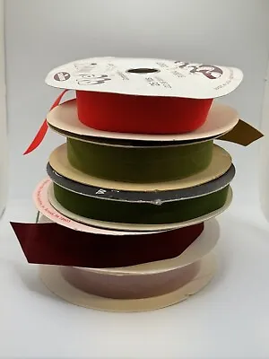 5 Rolls Of VTG Velvet Floral Ribbon  Veltex Vel Glo Velveteen & Holiday • $19.99