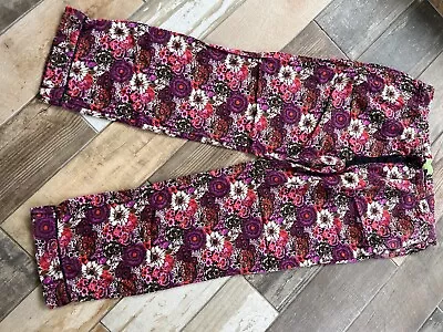 Vera Bradley Womens Pajama Bottoms Burgundy Red Floral Elastic & Tie Waist Sz Lg • $16.87