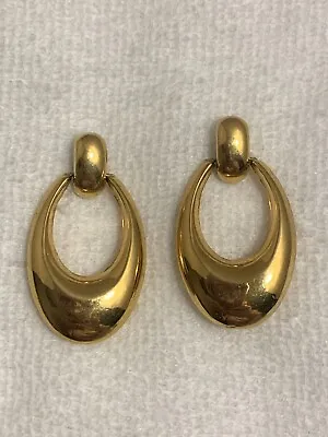 Really Cool Monet Vintage Gold Tone Hinged Hoop Pierced Earrings • $10