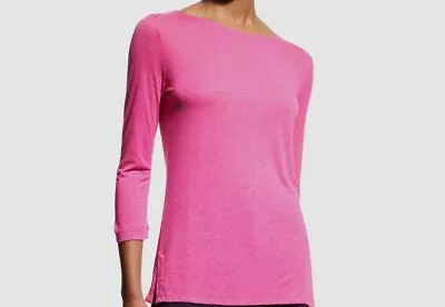 $150 Majestic Filatures Women's Pink Lyocell Linen 3/4-Sleeve Top Size 5 • $48.38