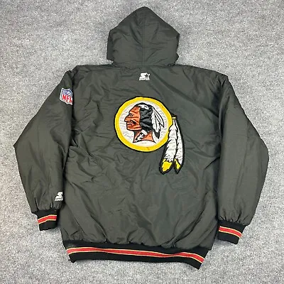 VINTAGE Washington Redskins Jacket Adult Medium Black Football Coat Men 90s NFL • $78.88