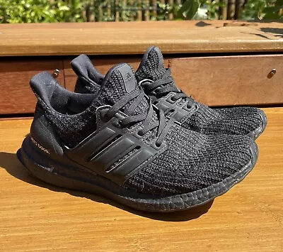 [PRE-LOVED] ADIDAS Women's Ultraboost Triple Black Gold Sneaker Shoes US 7 • $59.95