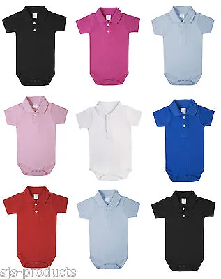 £4.59 • Buy 100% Cotton BABY BOY/GIRL Babygrow Vest Grow Bodysuit Polo Shirt Collared Top UK