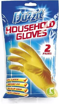 2 Pairs Of Duzzit Washing Up Gloves- Latex Non Slip Large Size Sink Glove • £2.75