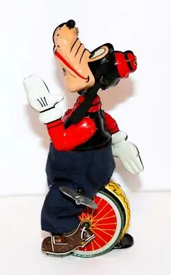 SCARCE N.MINT 👍DISNEY 1950s GOOFY TIN  LINEMAR  UNICYCLIST  WIND-UP TOY-WORKS • $399.99