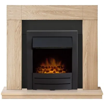 Adam Malmo Fireplace In Oak & Black With Colorado Electric Fire In Black 39 ... • £329