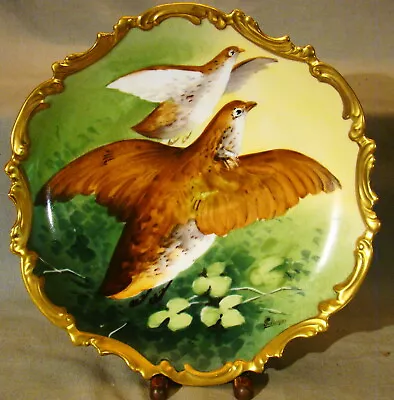 Limoges Professional Artist Signed Puisoye Quail Bird Plate 10  Early 20th C • $120