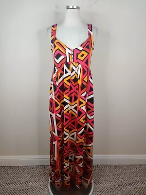$49.99 • Buy Diane Von Furstenberg Maxi Dress 4 Women's 100% Silk Pockets Geometric Freeze