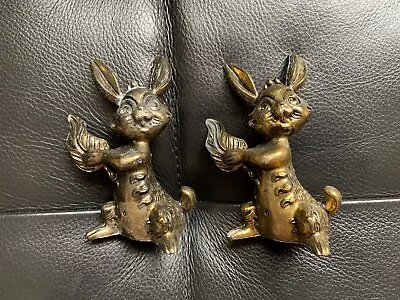 MCM-Vintage Mod Dep Made In Italy Cast Brass Rabbits -Modele Depose-1950’s-60’s • $34.99