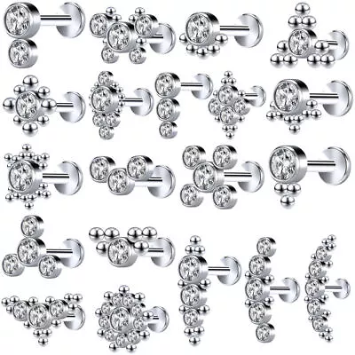 20Pcs 16G Stainless Steel Lip Studs CZ Monroe Piercings Labret Piercing Ear Stud • $17.99