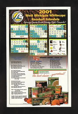 West Michigan Whitecaps--2001 Magnet Schedule--Spartan Brands--Tigers Affiliate • $2.25