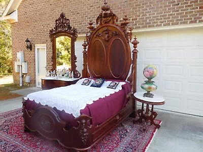 Highest Grade Victorian Rosewood Mitchell & Rammelsberg Queen Size Bedroom Set • $37500