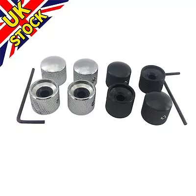 4pcs Set Electric Guitar Volume Tone Control Dome Knobs Metal Potentiometer Caps • £8.50