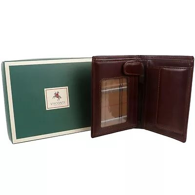 Mens Slim Italian Leather Wallet By Visconti; Monza Collection Gift Box (Brown) • $55.10