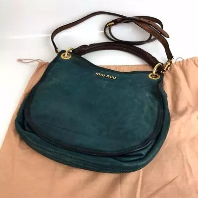 Miumiu Shoulder Bag Green X Black With Women's USED For Present FROM JAPAN • $190