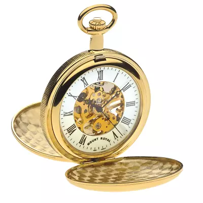 Gold Plated Double Hunter Pocket Watch By Mount Royal - Model No. B27 • $136.96