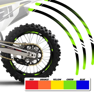 $23.66 • Buy For Kawasaki KX250F 18 19 20 21 21/19 Inch MX Dirt Bike Green Wheel Stickers D01