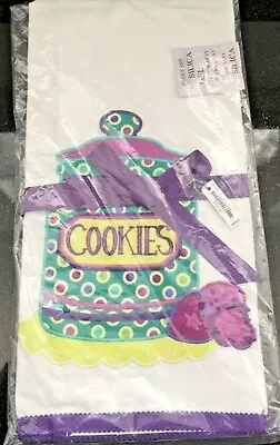 Vera Bradley Tea Towel Heather Cookies Retired Cotton Appliqued Purple Nwt Cute • $11.66