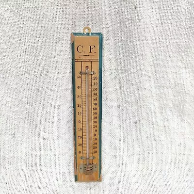 1920s Vintage Wall Hanging Wooden Base Wall Decorative Room Thermometer W759 • $83.75